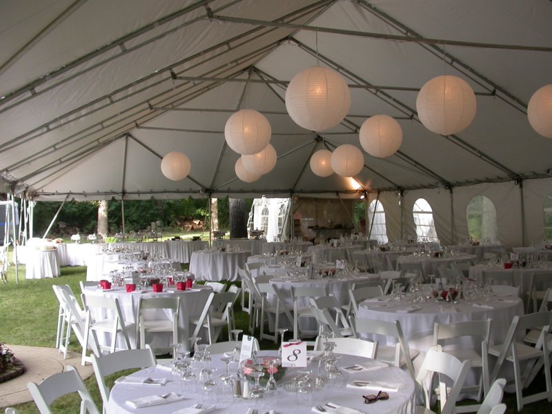 paper lanterns at outdoor wedding