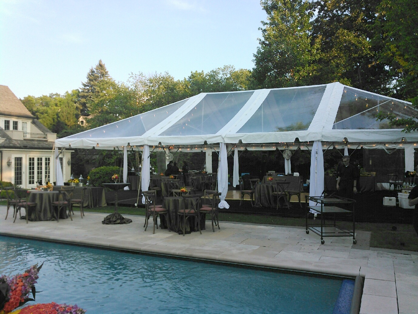 clear top tent in back yard