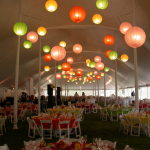 Festive Colored Paper Lanterns and Linens