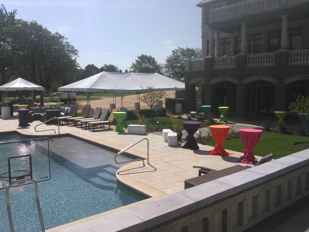outdoor party with tent and pool after outdoor party planning