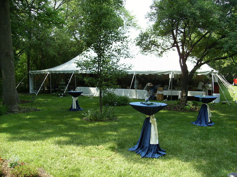 outdoor wedding with cocktail tables