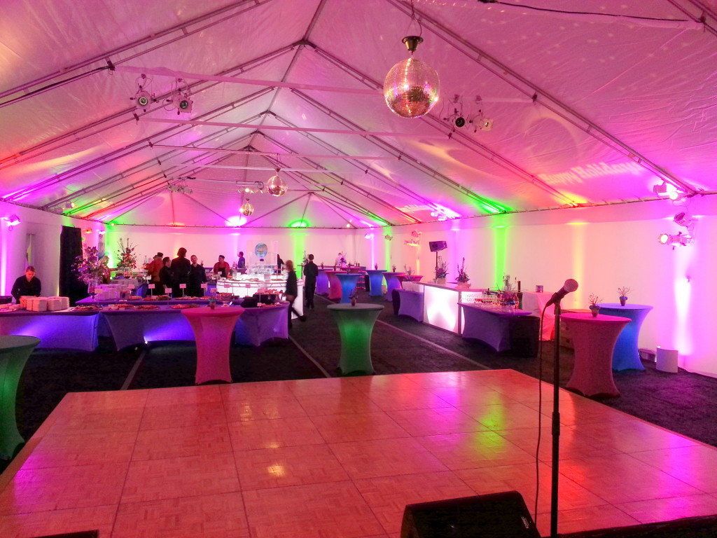 tent with beautiful colored lighting