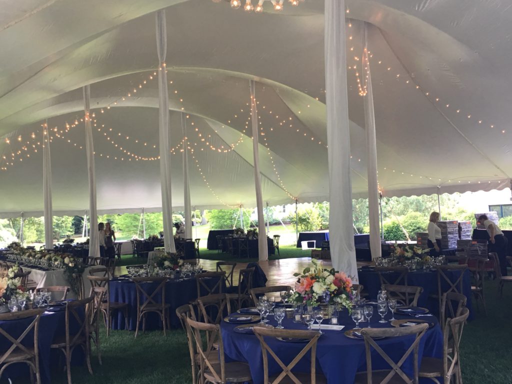 60' x 100' High Peak Tent at outdoor wedding