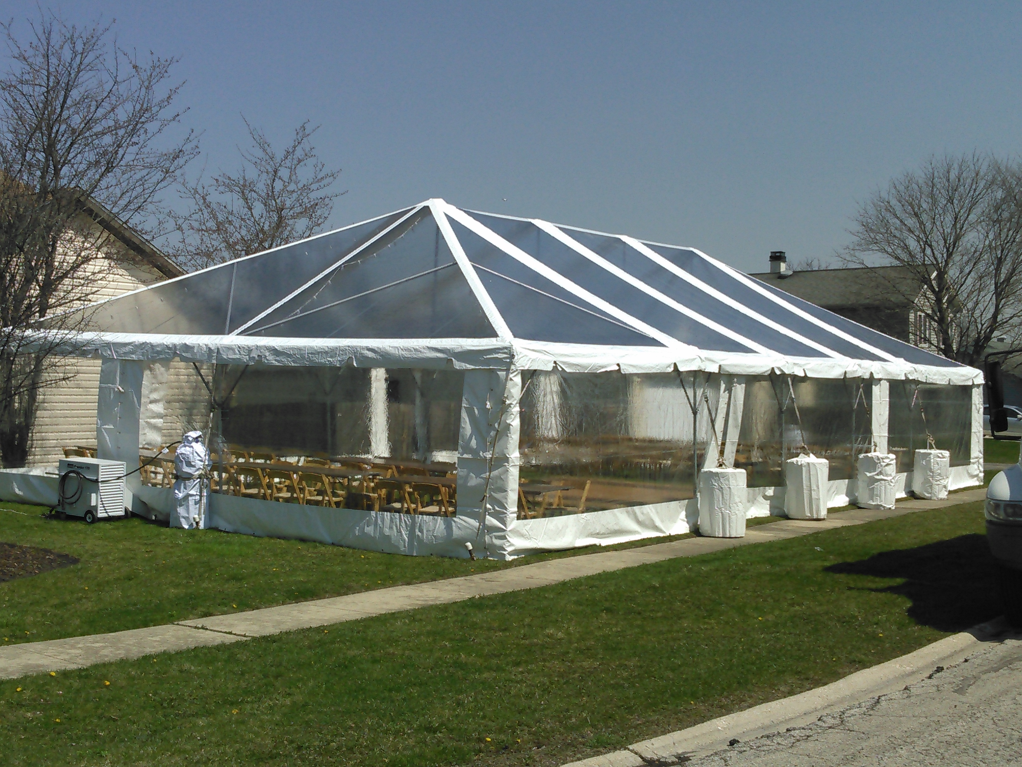 clear top tent in front yard