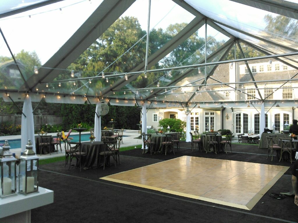 party tent with dance floor tables and chairs