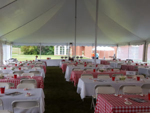 checkered linen party rental for carnival party theme