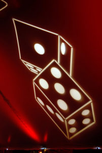 event lighting with dice for casino party theme