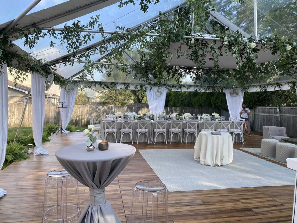 small backyard wedding ideas clear tent at outdoor wedding in chicago