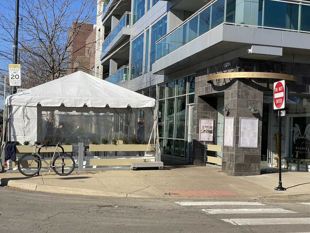 restaurant tent that complies with dining restrictions in illinois