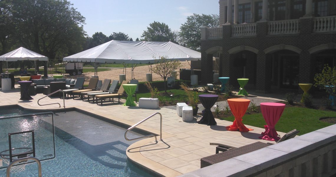 outdoor party with tent and pool after outdoor party planning
